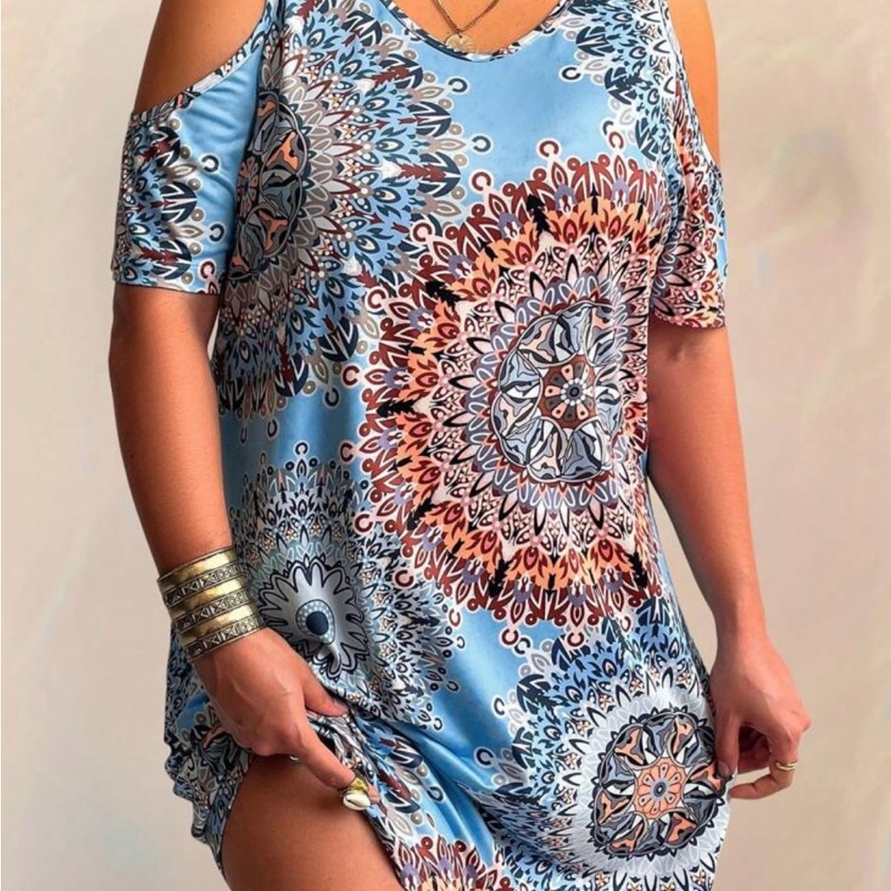 Bohemian Cold Shoulder Dress